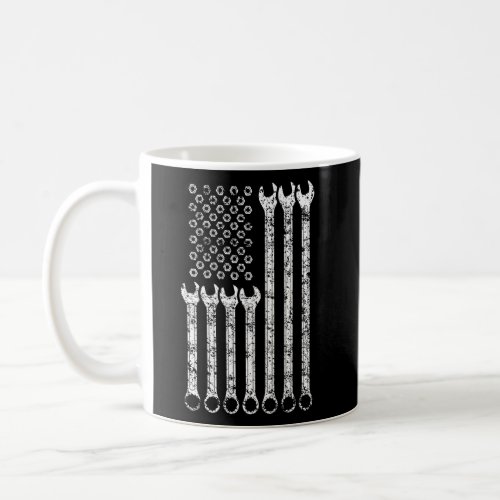 American Flag Mechanic Wrench Menss Coffee Mug