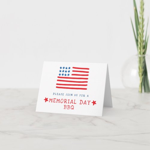 American Flag  Memorial Day BBQ Invitation