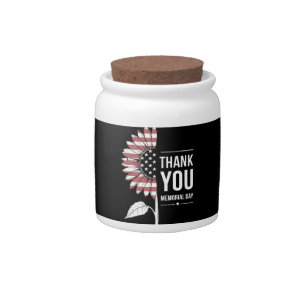 American Flag Memorial Day Sunflower USA Candy Jar