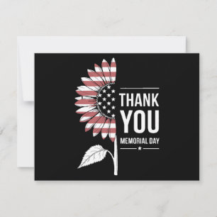 American Flag Memorial Day Sunflower USA Invitation