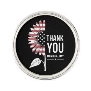 American Flag Memorial Day Sunflower USA Lapel Pin