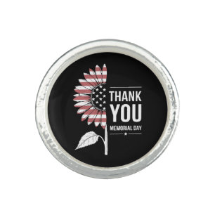 American Flag Memorial Day Sunflower USA Ring