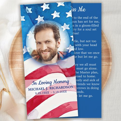 American Flag Memorial Prayer Card Veteran Photo