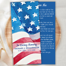 American Flag Memorial Prayer Funeral Bookmark 