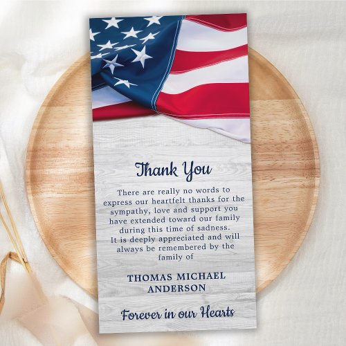 American Flag Memorial Veteran Military Funeral Thank You Card