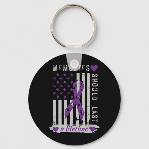 American Flag Memories Heimers Awareness  Keychain