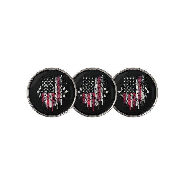 American Flag Mens USA Toddler American Flag 4th o Golf Ball Marker (3 Up)