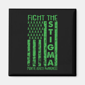 American Flag Mental Health Awareness Green Ribbon Magnet