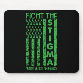American Flag Mental Health Awareness Green Ribbon Mouse Pad