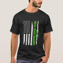 American Flag Mental Health Awareness Wear Green R T-Shirt