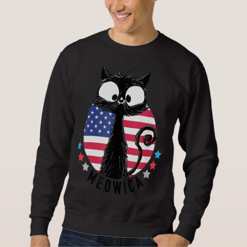 American Flag Meowica Cat 4th Of July Cat Sweatshirt