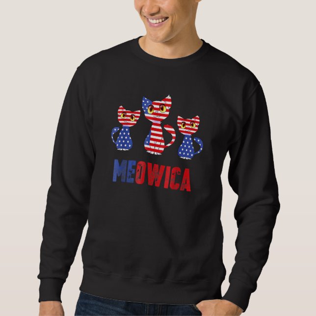 American Flag Meowica Cat Sweatshirt (Front)