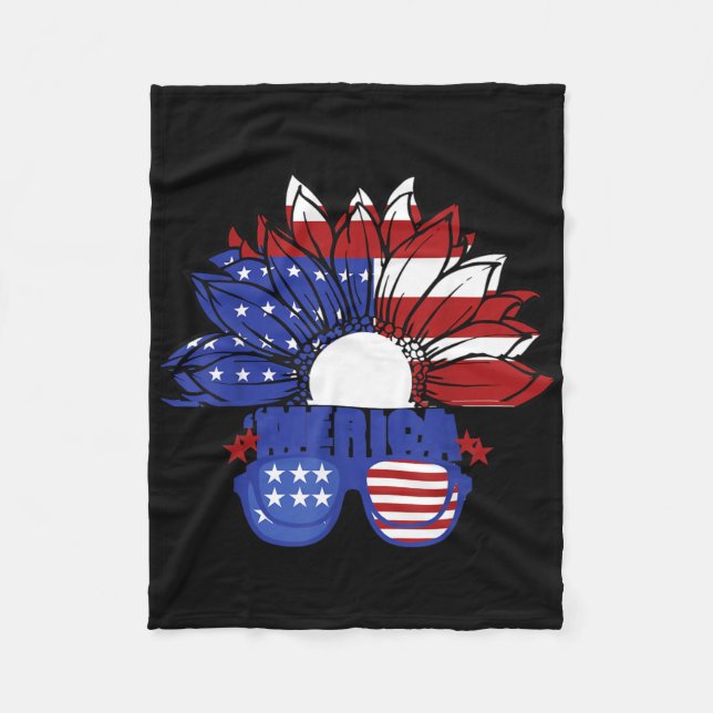 American Flag Merica 4th of July Independence Day Fleece Blanket (Front)