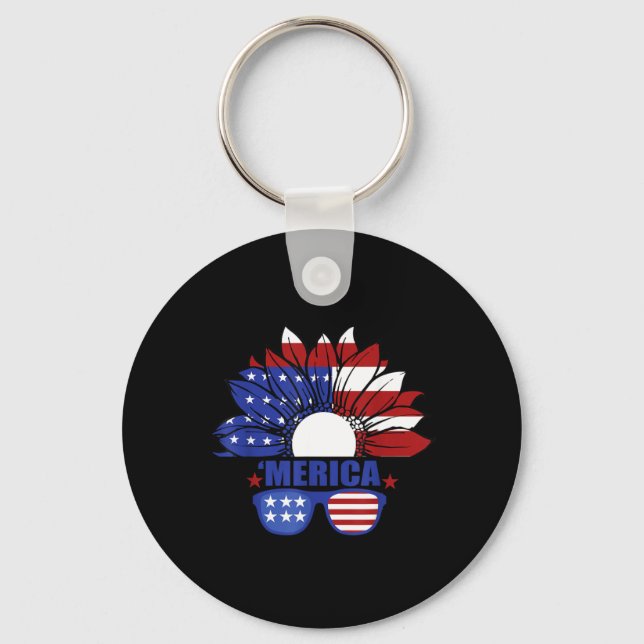 American Flag Merica 4th of July Independence Day Keychain (Front)