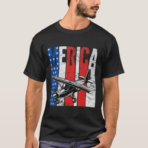 American Flag Merica Aviation Pilot 4th Of July Ai T_Shirt