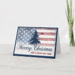 American Flag Merry Christmas Card at Zazzle