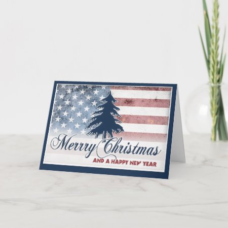 American Flag Merry Christmas Card