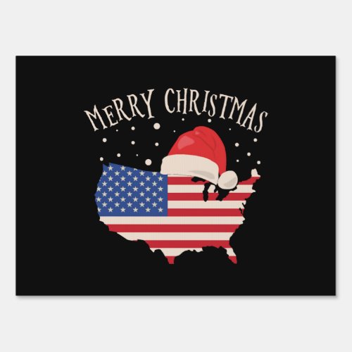 American flag Merry Christmas design Sign