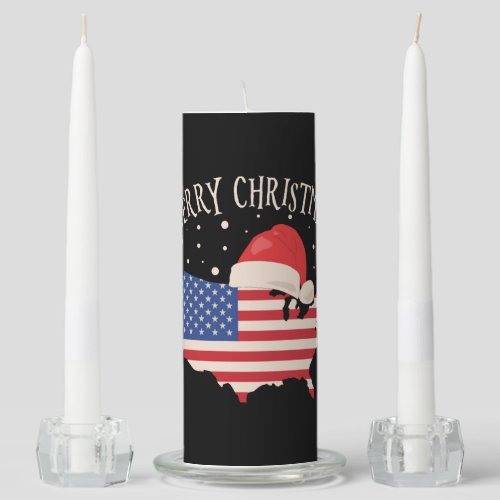 American flag Merry Christmas design Unity Candle Set