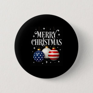 American Flag Merry Christmas Tree Baubles Us Patr Button