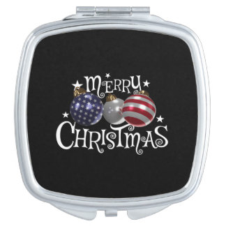 American Flag Merry Christmas Tree Baubles US Patr Compact Mirror