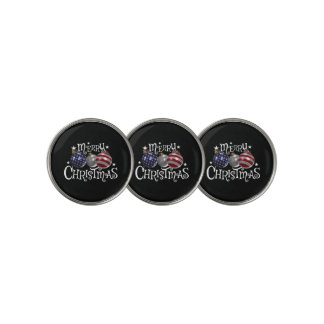 American Flag Merry Christmas Tree Baubles US Patr Golf Ball Marker