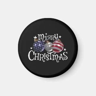 American Flag Merry Christmas Tree Baubles US Patr Magnet