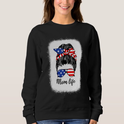 American Flag Messy Bun Matching Family 4th Of Jul Sweatshirt