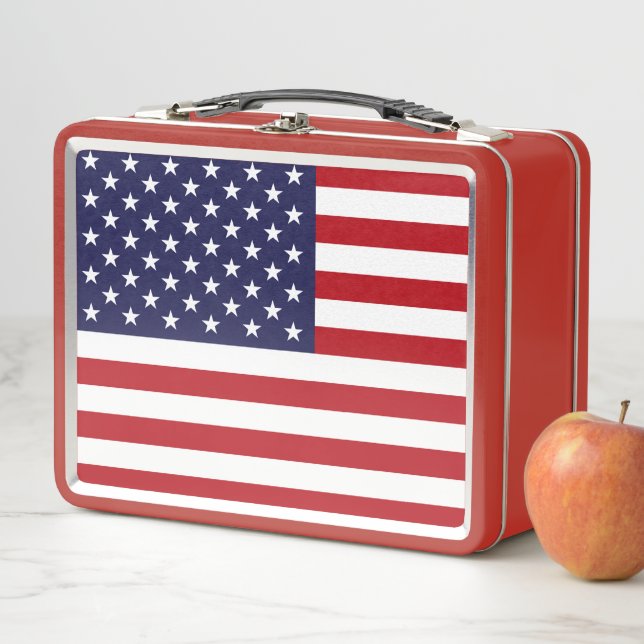 American Flag Metal Lunch Box (In Situ)