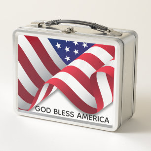 American Flag Metal Lunchbox