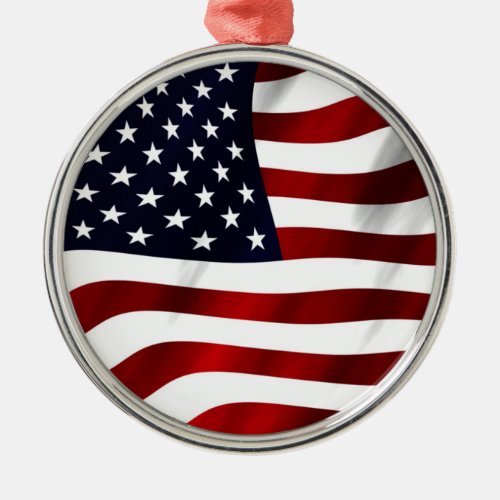 American Flag Metal Ornament