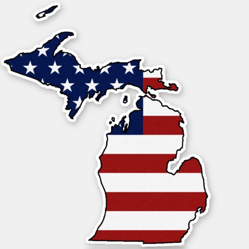 American Flag Michigan Sticker