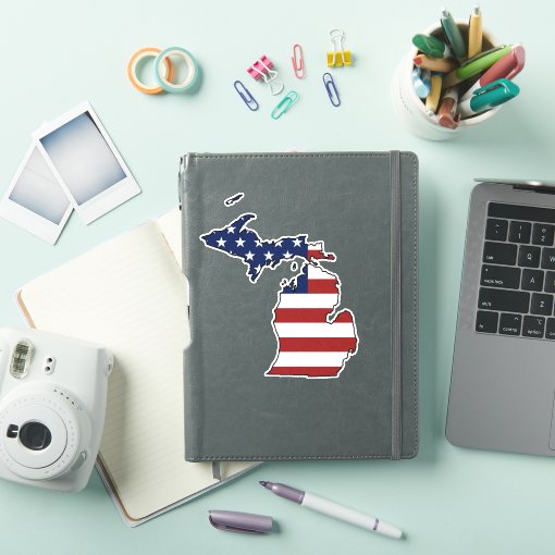 American Flag Michigan Sticker | Zazzle