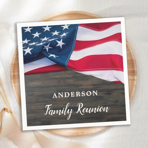 American Flag Military Family Reunion Patriotic  Napkins