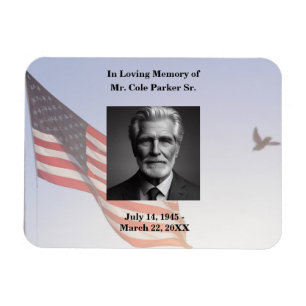 American flag Military Funeral Memorial Photo Magnet