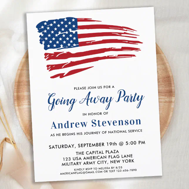 American Flag Military Going Away Party Announcement Postcard | Zazzle