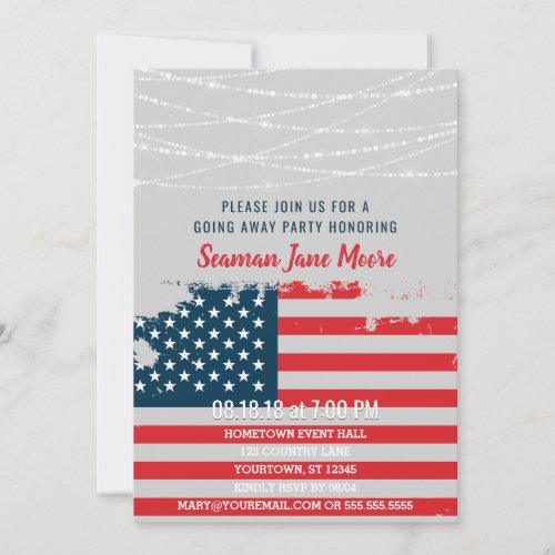 American Flag Military Going Away Party Invitation