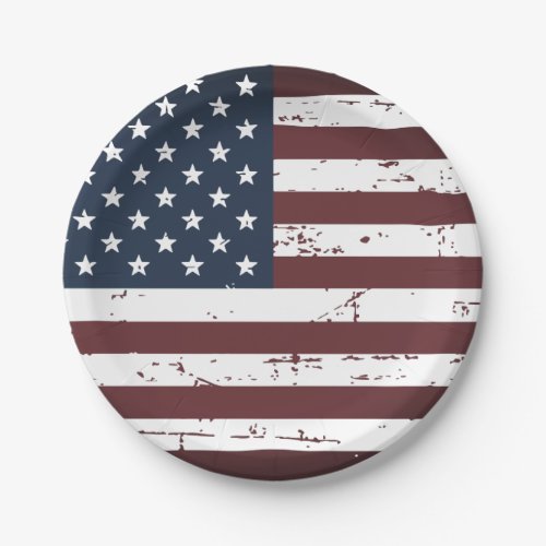 American Flag Military Patriotic Red White Blue Paper Plates