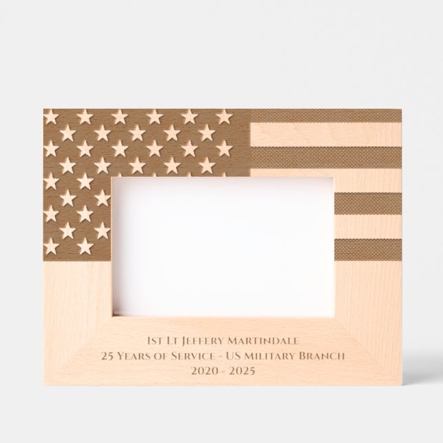 American Flag Military Retirement Engraved Frames (Front)