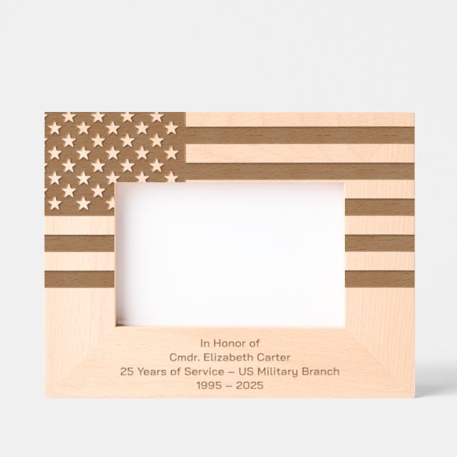 American Flag Military Retirement Engraved Frames (Front)