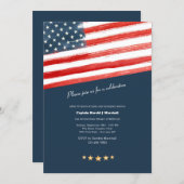 American Flag Military Retirement Party Invitation (Front/Back)