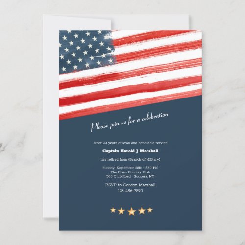 American Flag Military Retirement Party Invitation