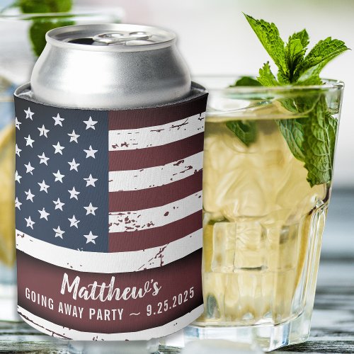 American Flag Military Soldier Going Away Party Can Cooler