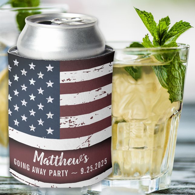 American Flag Military Soldier Going Away Party Can Cooler (Creator Uploaded)