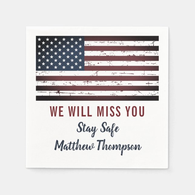  American Flag Military Soldier Going Away Party Napkins (Front)