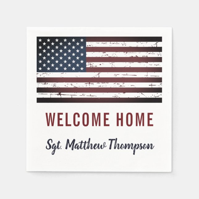  American Flag Military Soldier Welcome Home Party Napkins (Front)
