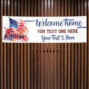 American flag military welcome home banners
