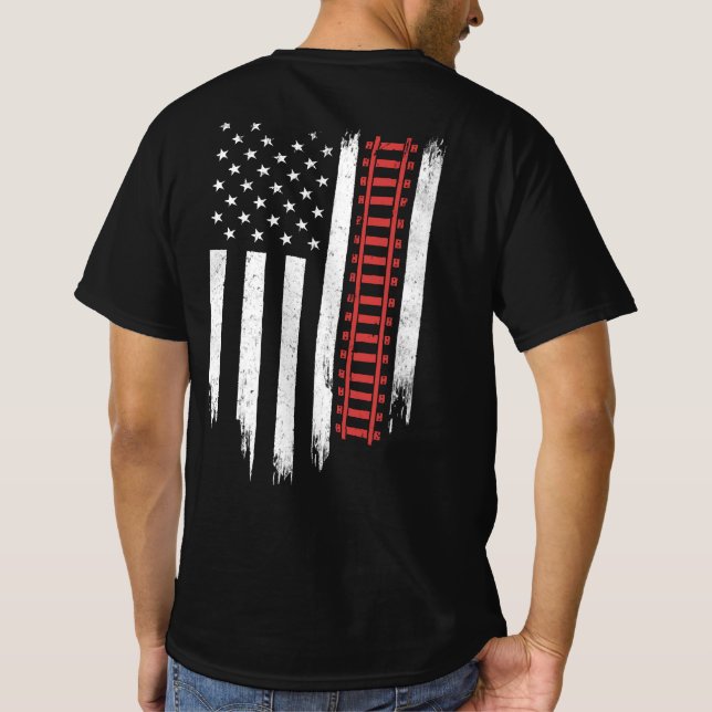 American Flag Model Train Railroad T-Shirt (Back)