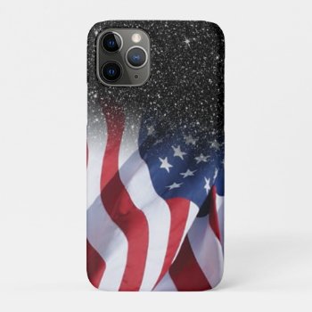 American Flag Modern Black Galaxy Glitter Usa Iphone 11 Pro Case by caseplus at Zazzle