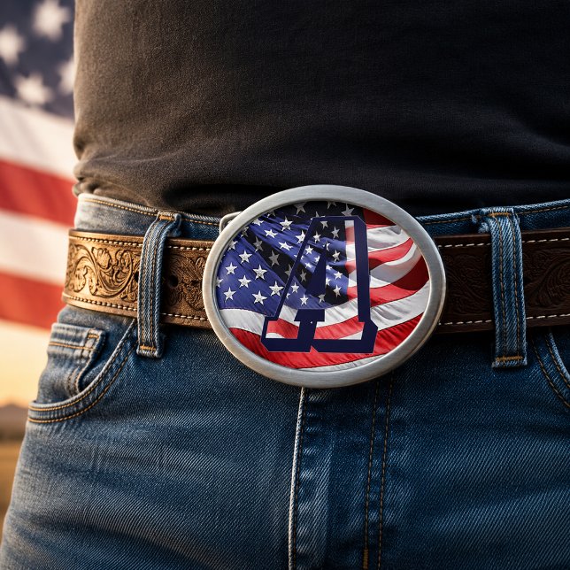 American Flag Monogram A Patriotic Initial Belt Buckle (American Flag Monogram A Patriotic Initial Belt Buckle)